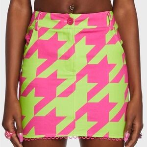 Sugar Thrillz Pink and Green Star Mini Skirt